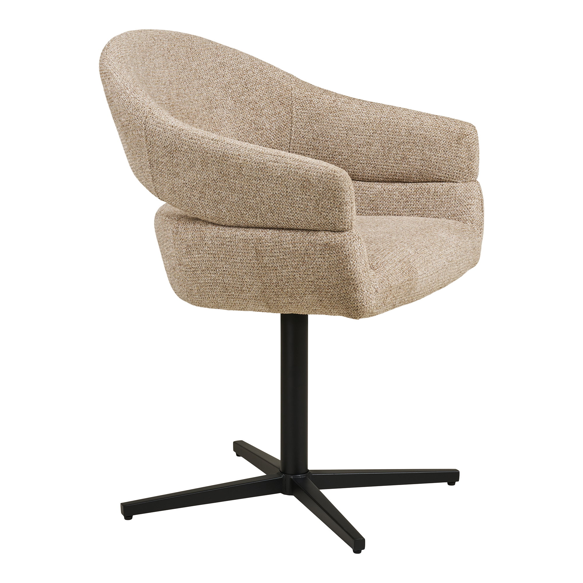 Dover Spisebordsstol med drejefod, sand meleret, sorte ben, HN1317 – sæt af 2 - Billede 3