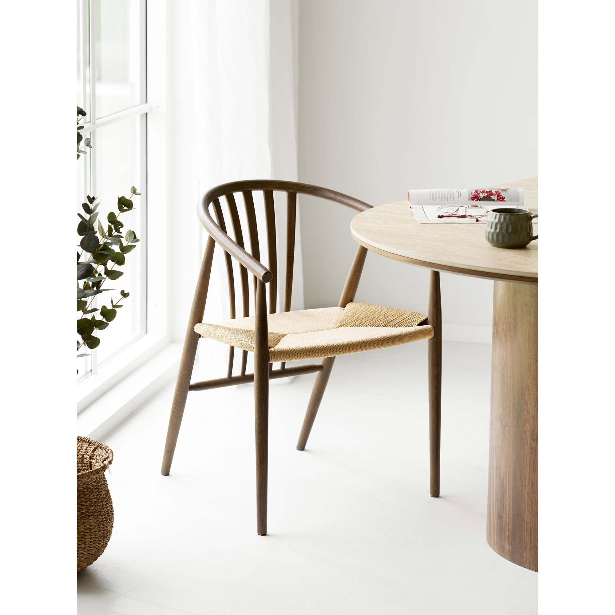 Agustin Spisebordsstol, naturflet sæde, eg, smoked - Billede 6