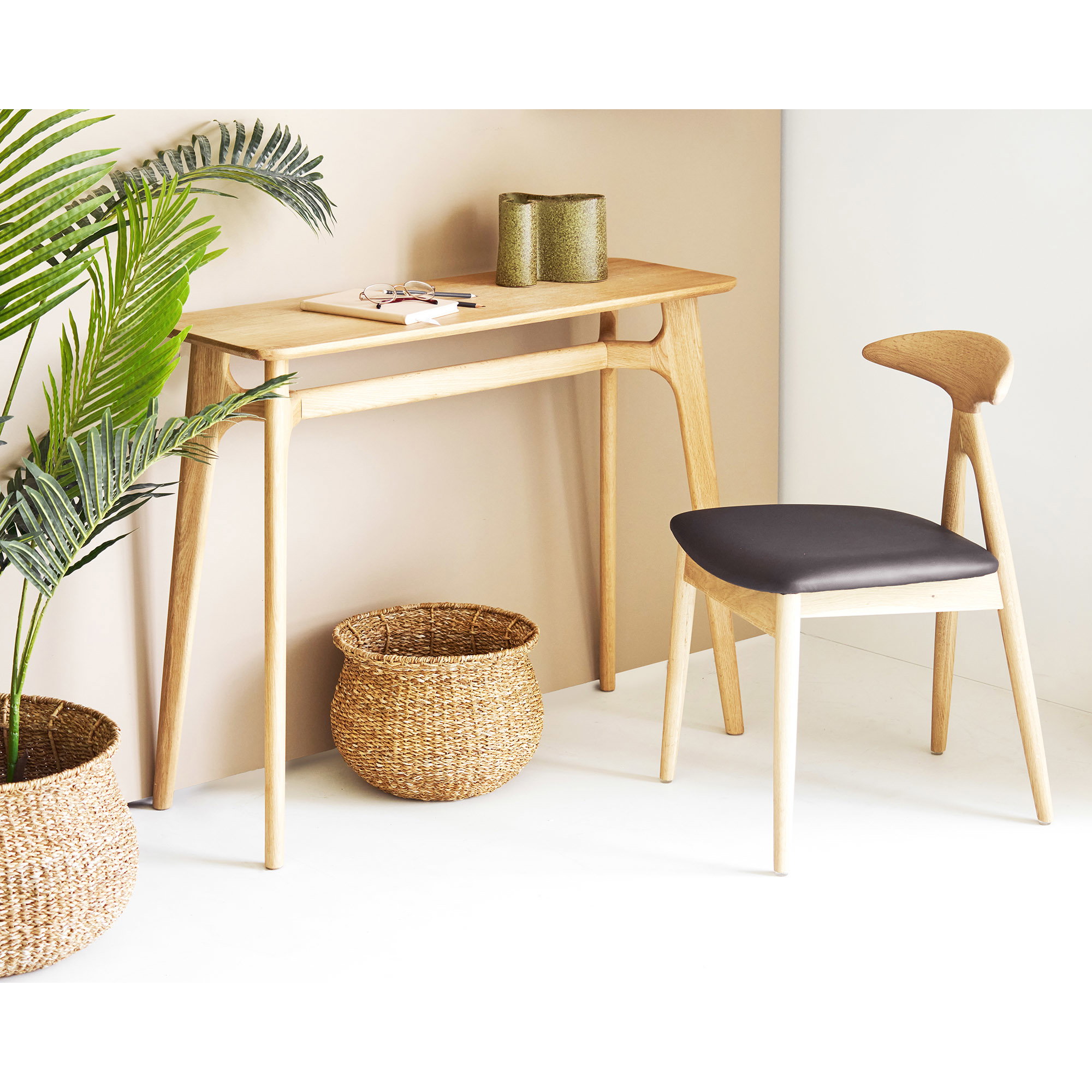 Lanuza Spisebordsstol, eg/PU, natur/sort – sæt af 2 - Billede 9