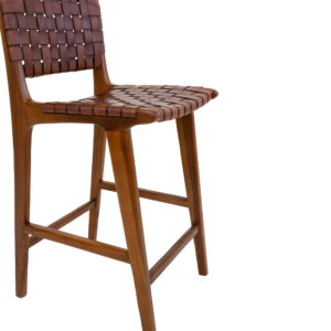 Perugia Counterstol, læder, brun, teak ben - Billede 5