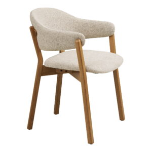 Dunkirk Spisebordsstol, armlæn, egetræ med stofsæde, beige, HN1318 - Billede 3
