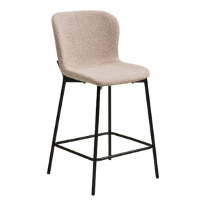 Maceda Counterstol, bouclé, beige, sorte ben, HN1239 – sæt af 2