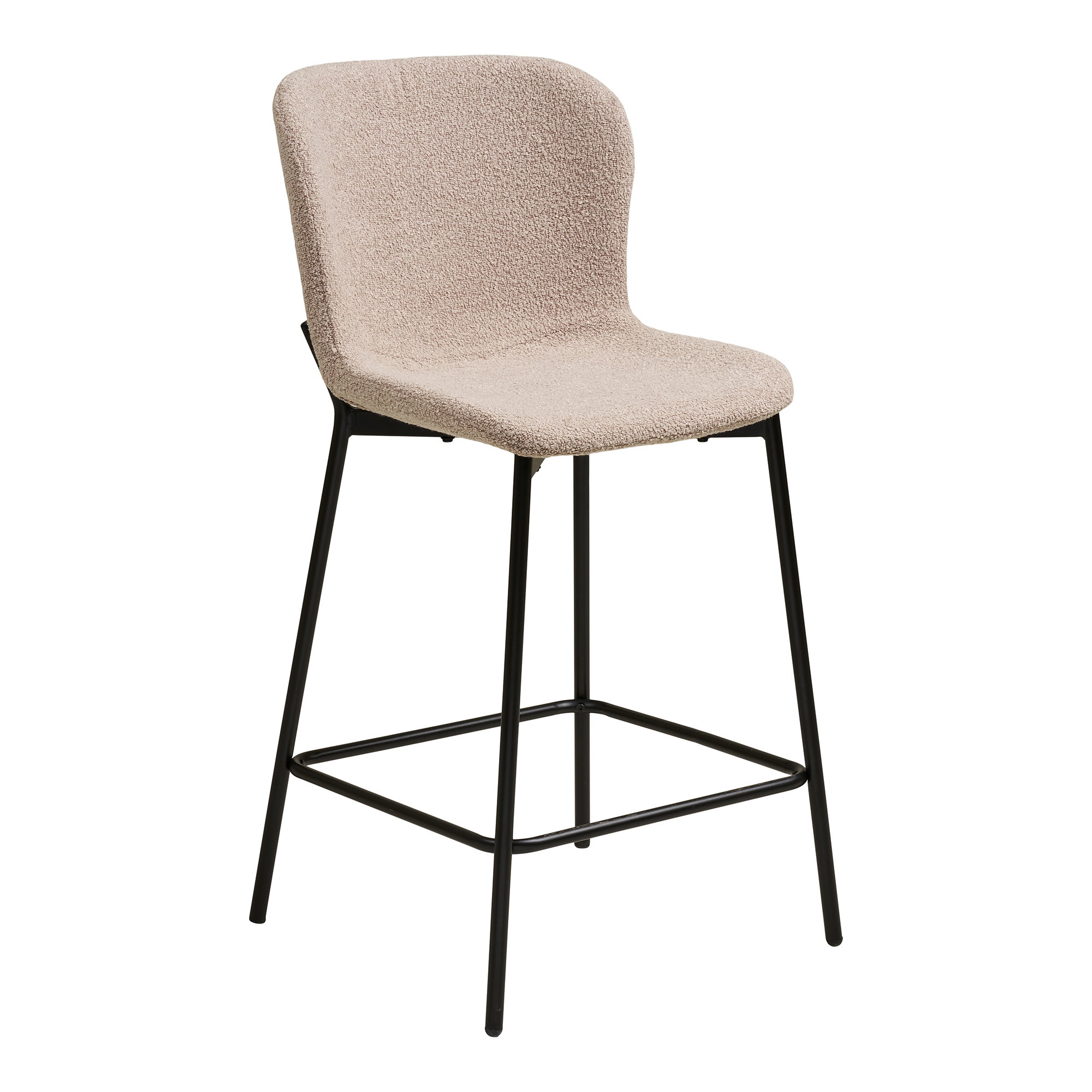 Maceda Counterstol, bouclé, beige, sorte ben, HN1239 – sæt af 2