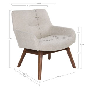 London Loungestol, sand, valnød ben, HN1278 - Billede 6