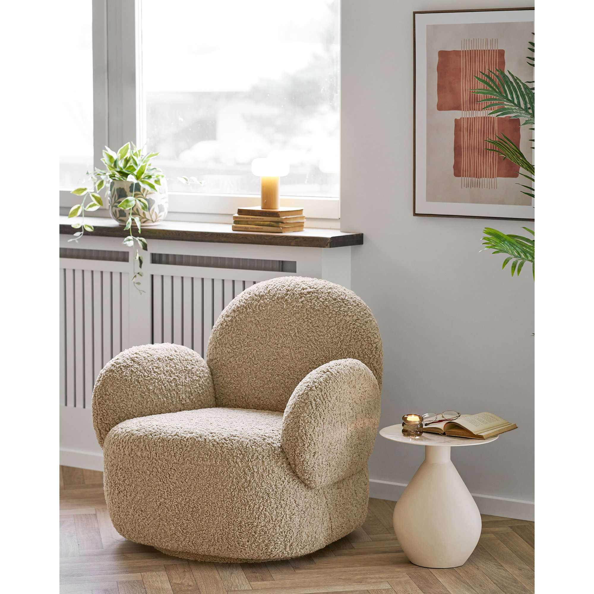 Messina Loungestol med drejefunktion, lysebrun, HN1265 - Billede 7