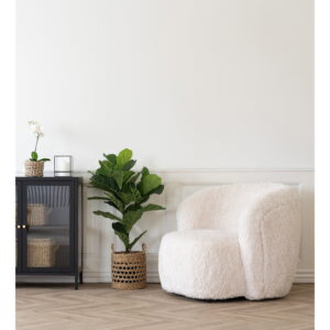 Setubal Loungestol, imiteret pels, off-white, HN1093 - Billede 7