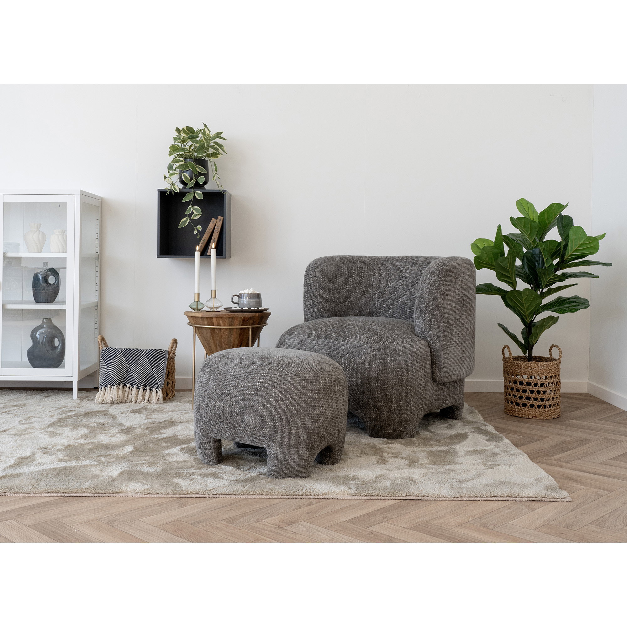 Nazare sæt med lounge stol og puf, grå, HN1280 - Billede 2