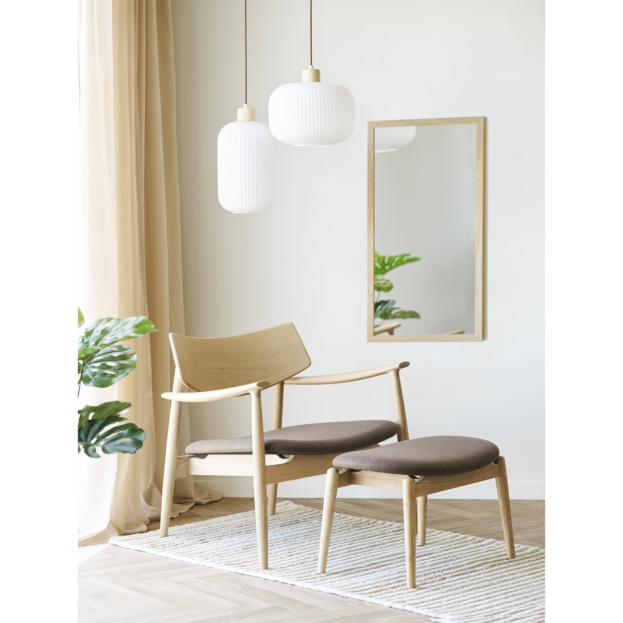 Olvera sæt med lounge stol og fodskammel, natur/brun, HN1084 - Billede 8