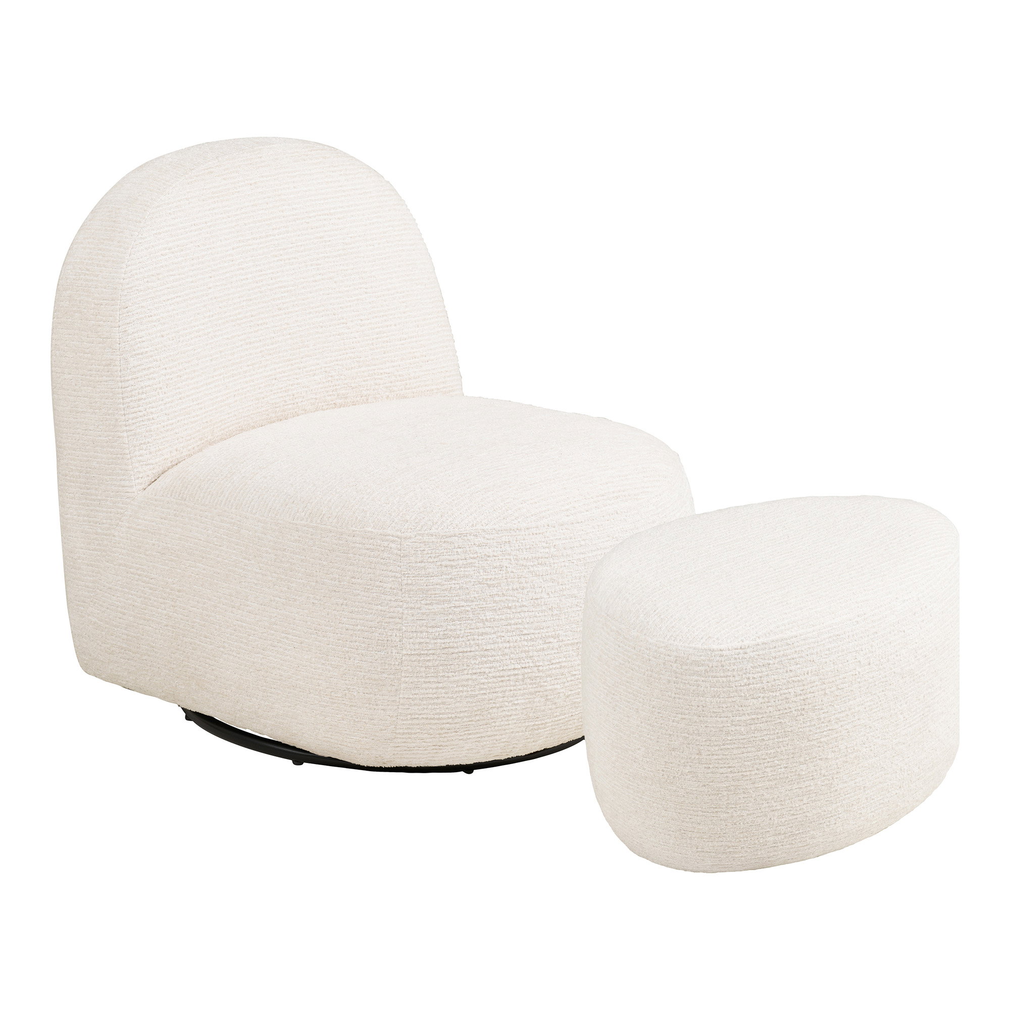 Milo sæt med loungestol og puf, off-white, HN1081