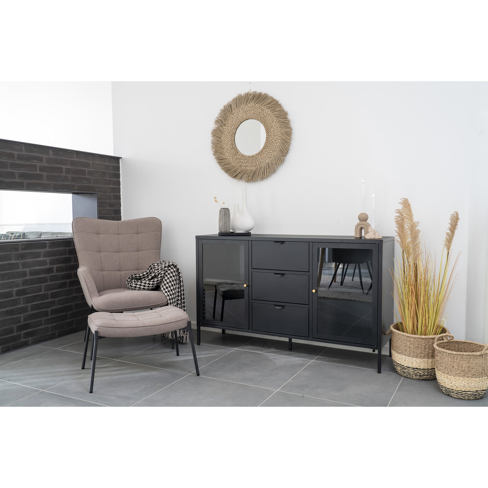 Glasgow sæt med lounge stol og fodskammel, stone, HN1231 - Billede 4