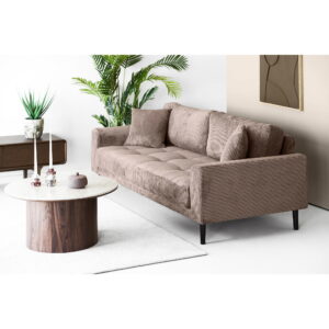 Lido 3 Personers Sofa, brun fløjl med to puder og sorte træben, HN1423 - Billede 5