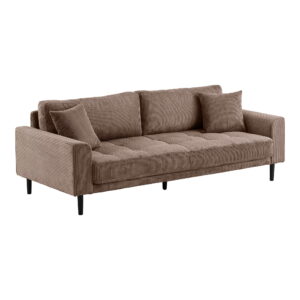 Alternative view of Lido 3 Personers Sofa, brun fløjl med to puder og sorte træben, HN1423