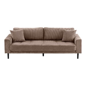 Lido 3 Personers Sofa, brun fløjl med to puder og sorte træben, HN1423