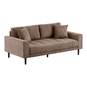Alternative view of Lido 2,5 Personers Sofa, brun fløjl med to puder og sorte træben, HN1423