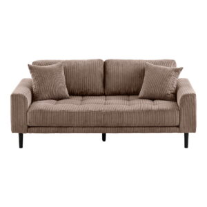 Lido 2,5 Personers Sofa, brun fløjl med to puder og sorte træben, HN1423