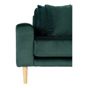 Lido Loungesofa, højrevendt i mørkegrøn velour med fire puder og natur træben, HN1006 - Billede 3