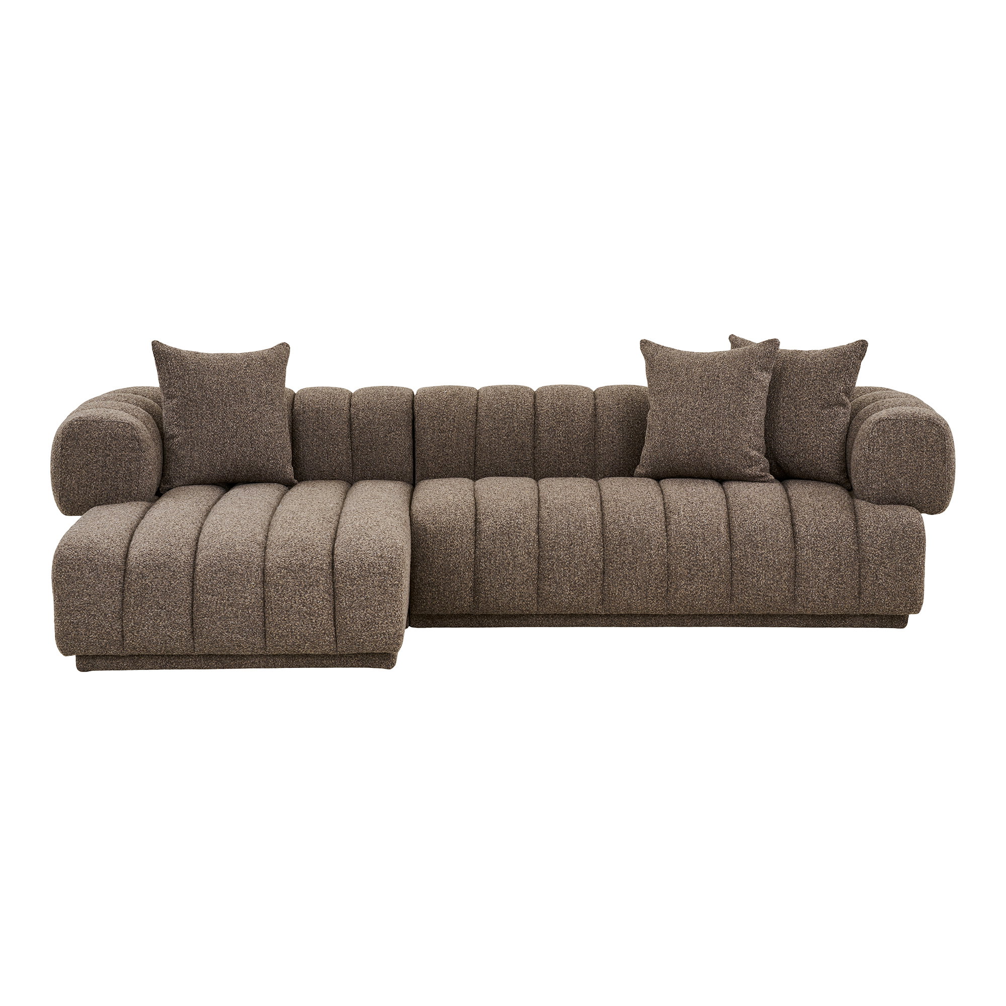 Aurora Loungesofa med 3 puder, venstrevendt, brun, HN1296