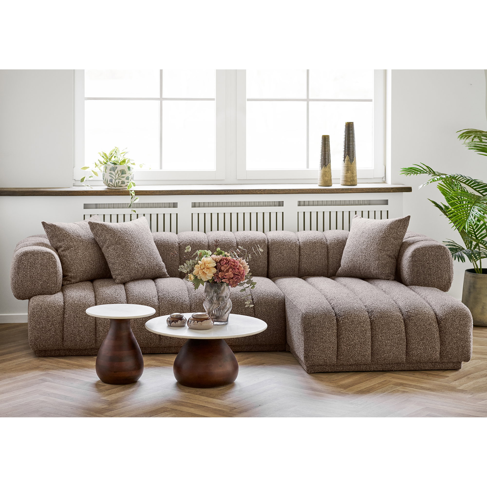 Aurora Loungesofa med 3 puder, højrevendt, brun, HN1296 - Billede 6