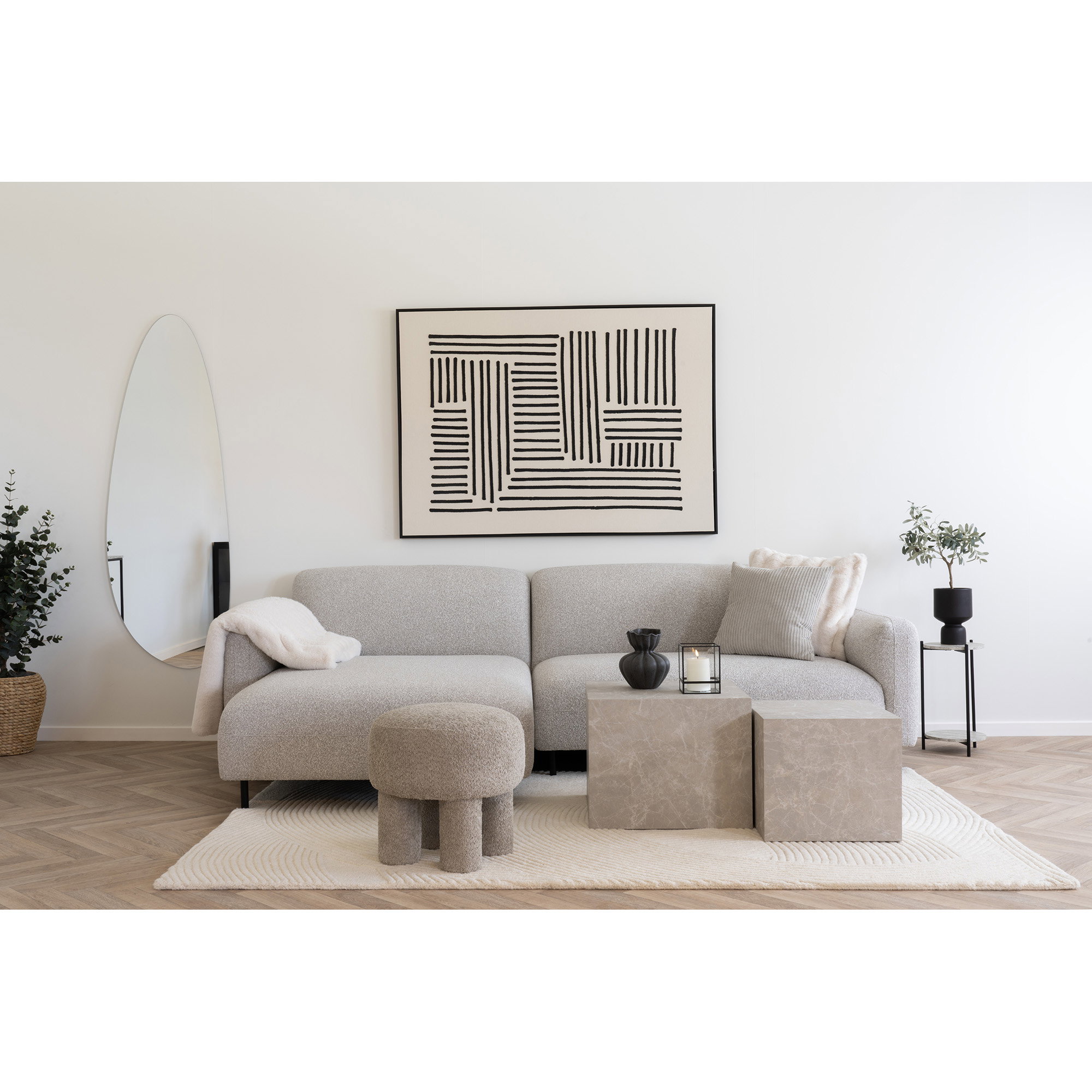 Salvador Loungesofa, venstrevendt, bouclé, lysegrå, HN1253 - Billede 4