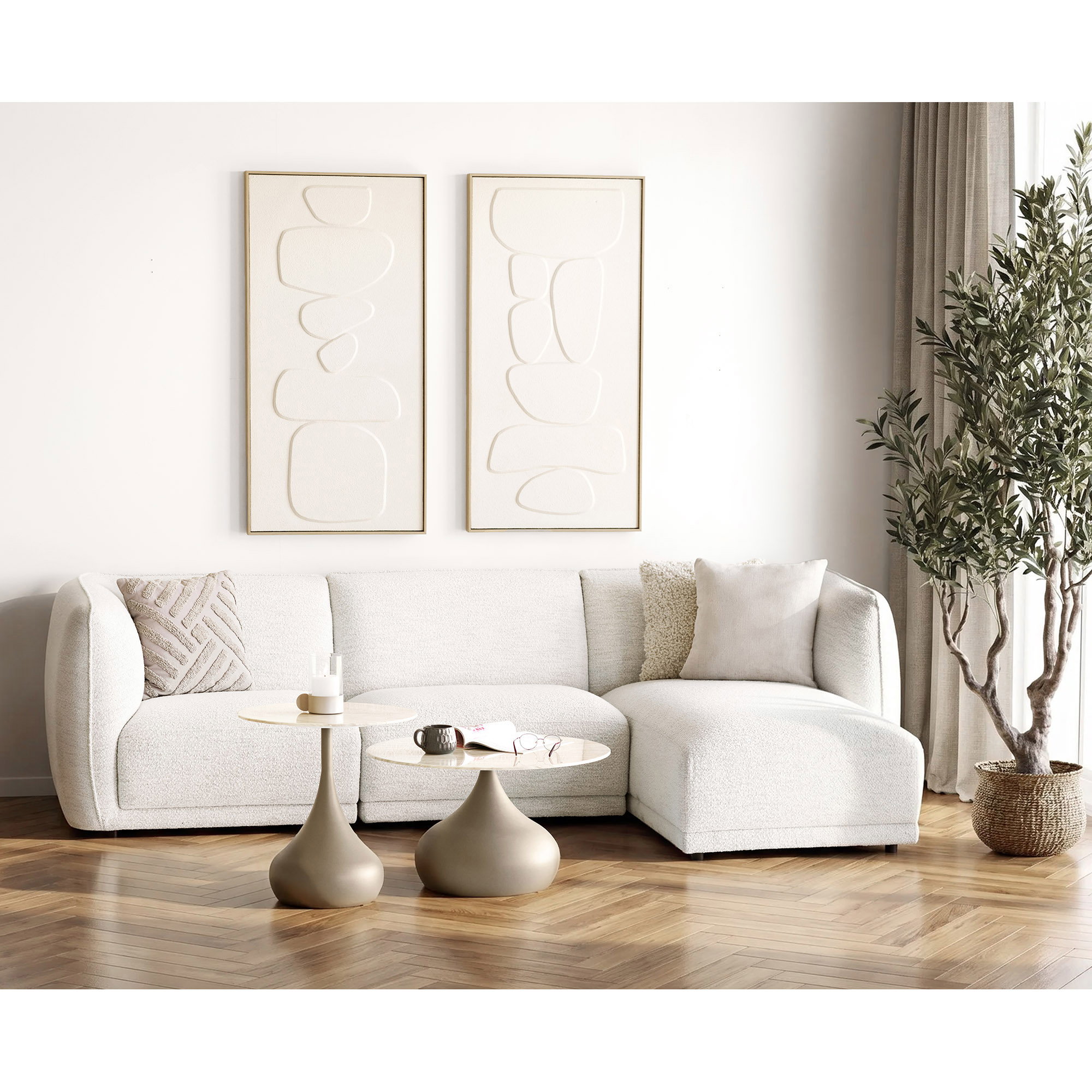 Noor Loungesofa med 2 puder, højrevendt, off-white, HN1401 - Billede 7