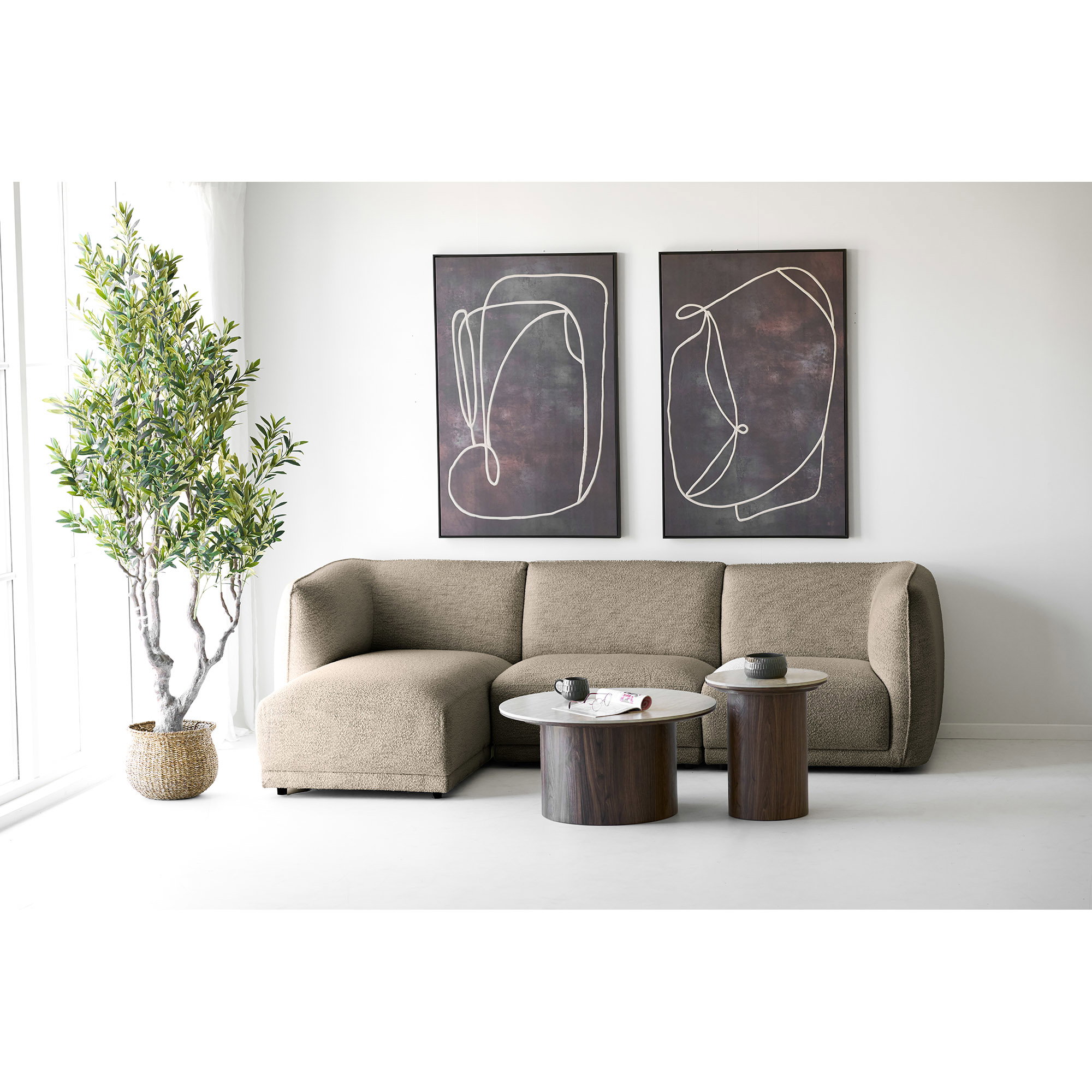 Noor Loungesofa med 2 puder, venstrevendt, brun, HN1402 - Billede 2
