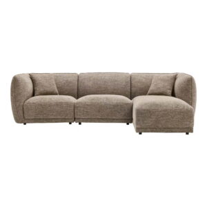 Noor Loungesofa med 2 puder, højrevendt, brun, HN1402
