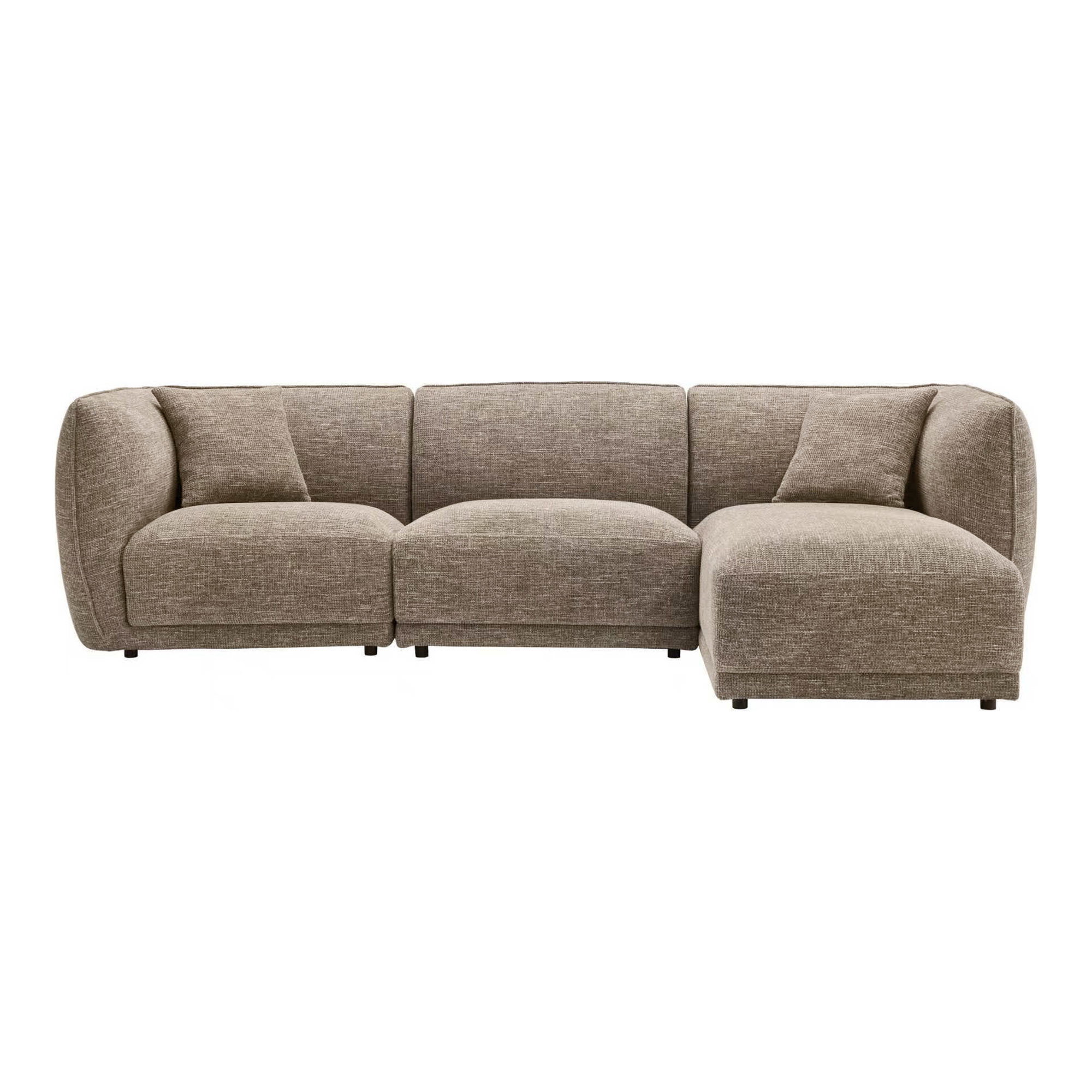 Noor Loungesofa med 2 puder, højrevendt, brun, HN1402