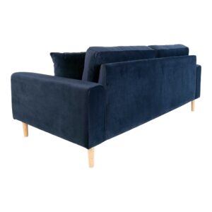 Lido 2,5 Personers Sofa, mørkeblå velour med to puder og natur træben, HN1005 - Billede 4