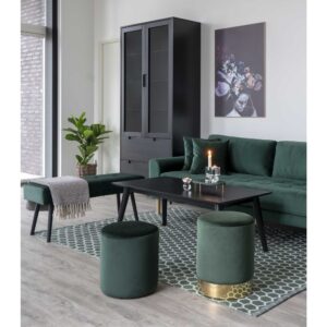 Lido 2,5 Personers Sofa, mørkegrøn velour med to puder og natur træben, HN1006 - Billede 6