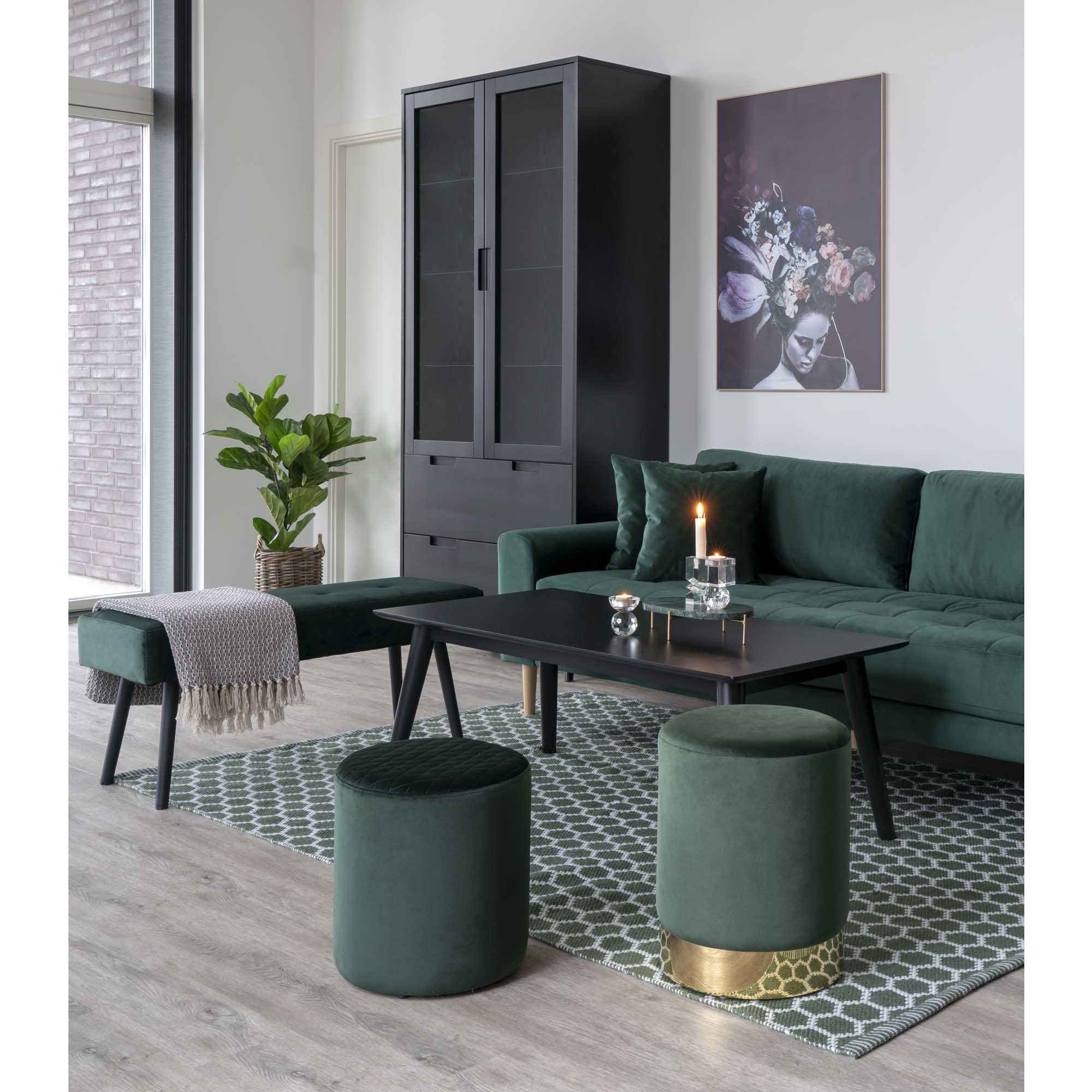 Lido 2,5 Personers Sofa, mørkegrøn velour med to puder og natur træben, HN1006 - Billede 6