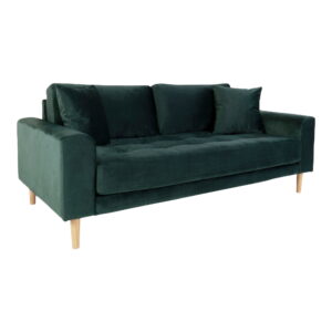 Alternative view of Lido 2,5 Personers Sofa, mørkegrøn velour med to puder og natur træben, HN1006