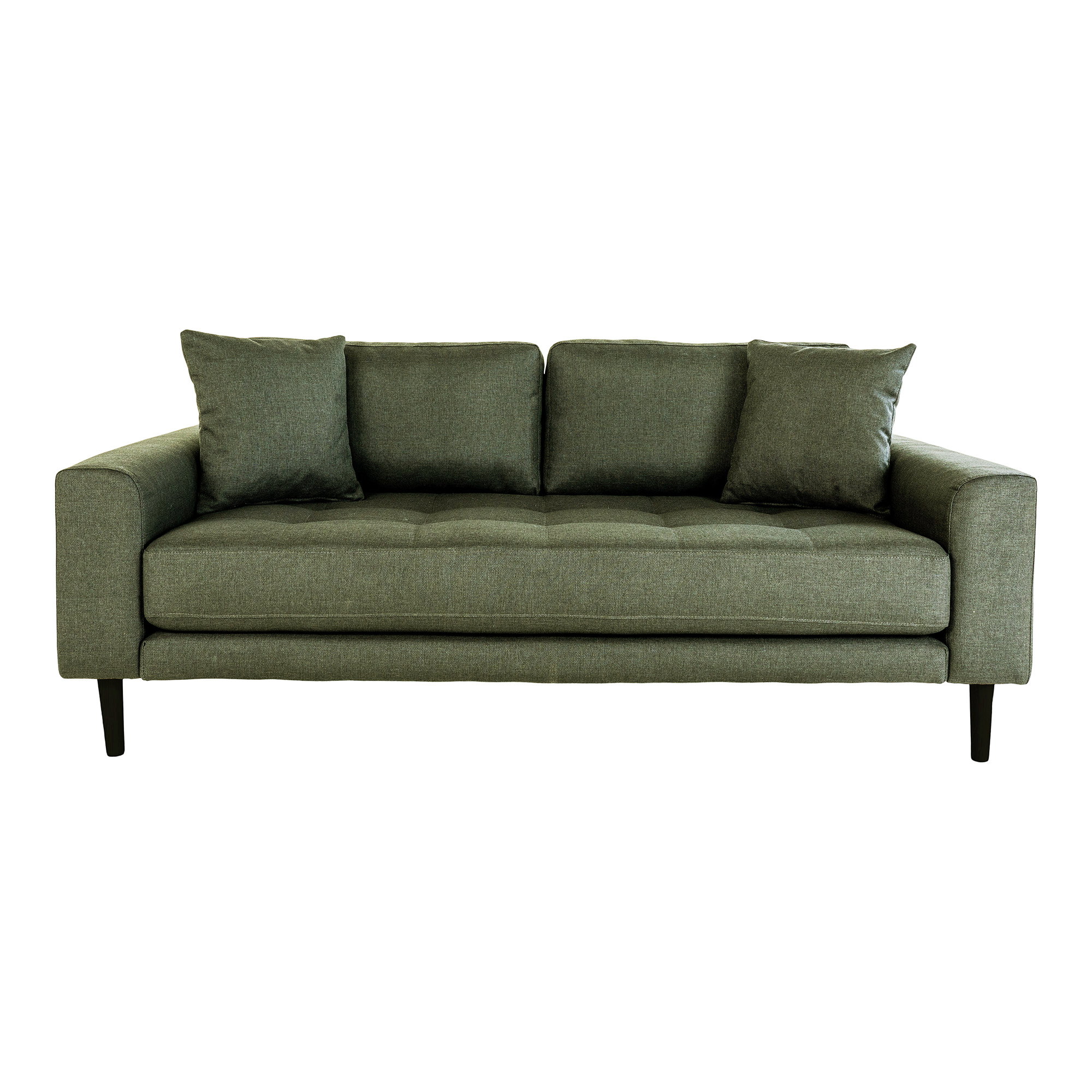 Lido 2,5 Personers Sofa, olivengrøn med to puder og sorte træben, HN1020