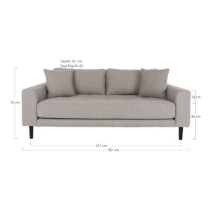 Alternative view of Lido 2,5 Personers Sofa, stone med to puder og sorte træben, HN1030