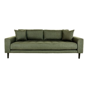 Lido 3 Personers Sofa, olivengrøn med to puder og sorte træbnen, HN1020