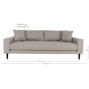 Alternative view of Lido 3 Personers Sofa, stone med to puder og sorte træben, HN1030
