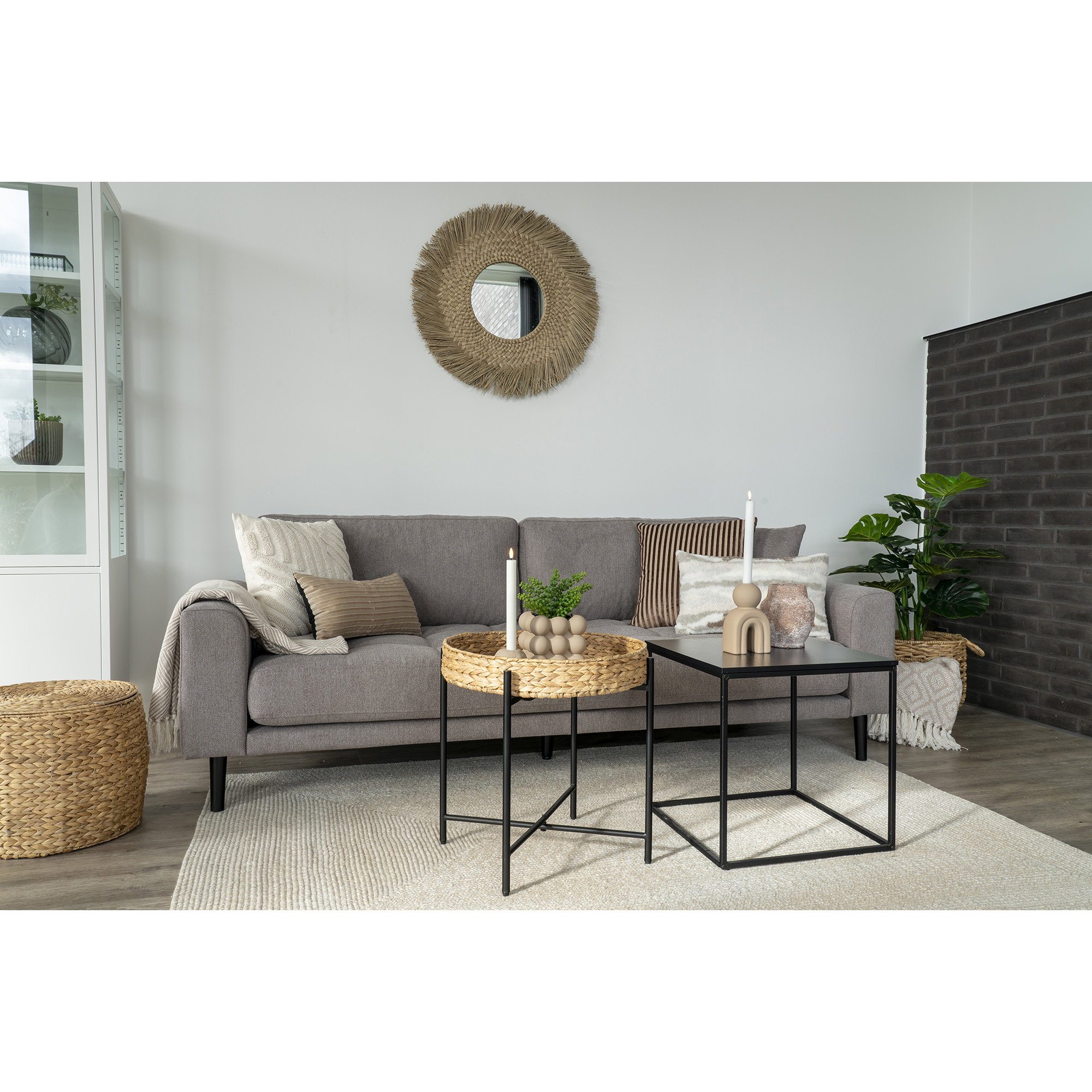 Lido 3 Personers Sofa, stone med to puder og sorte træben, HN1030 - Billede 4
