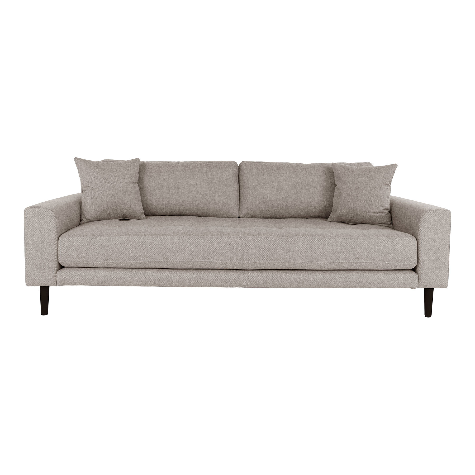 Lido 3 Personers Sofa, stone med to puder og sorte træben, HN1030