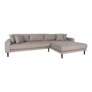 Alternative view of Lido Loungesofa, højrevendt i stone med fire puder og sorte træben, HN1030