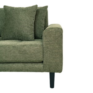 Lido Loungesofa, venstrevendt i olivengrøn med fire puder og sorte træben, HN1020 - Billede 3