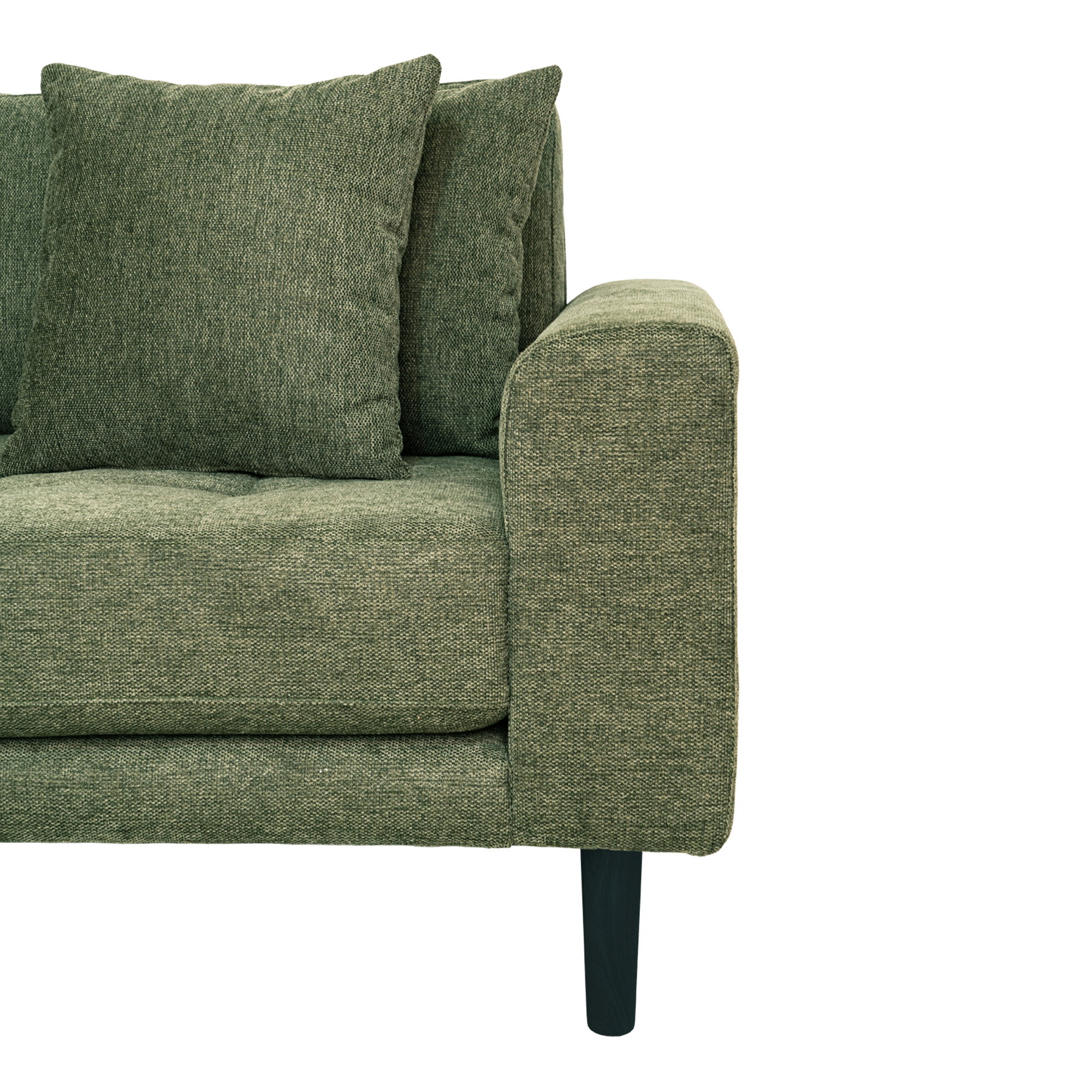 Lido Loungesofa, venstrevendt i olivengrøn med fire puder og sorte træben, HN1020 - Billede 3