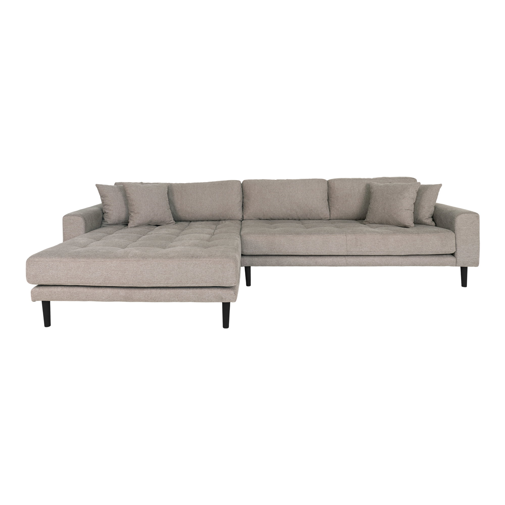 Lido Loungesofa, venstrevendt i stone med fire puder and sorte træben, HN1030