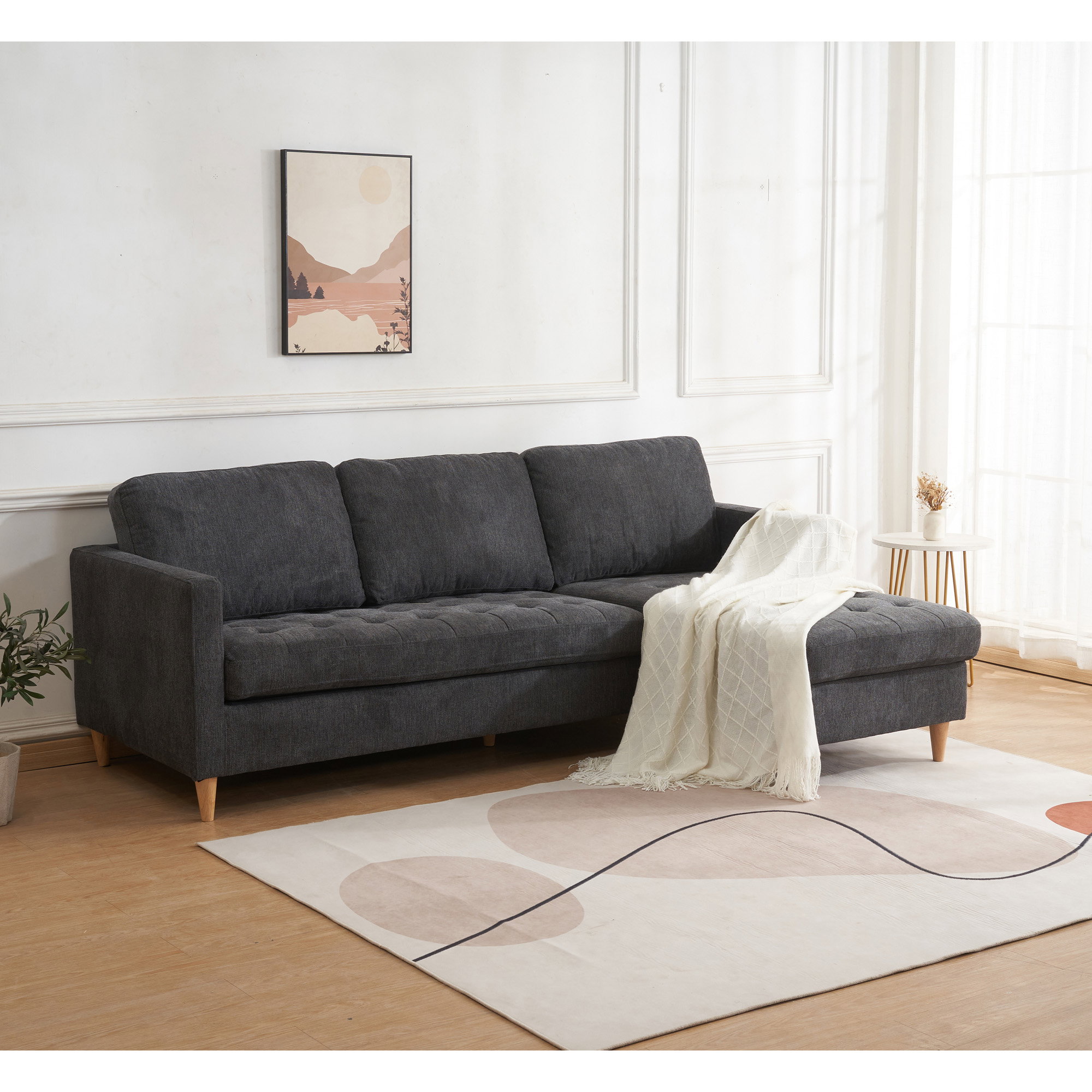 Firenze Sofa, mørkegrå med natur træben, HN1045 - Billede 5
