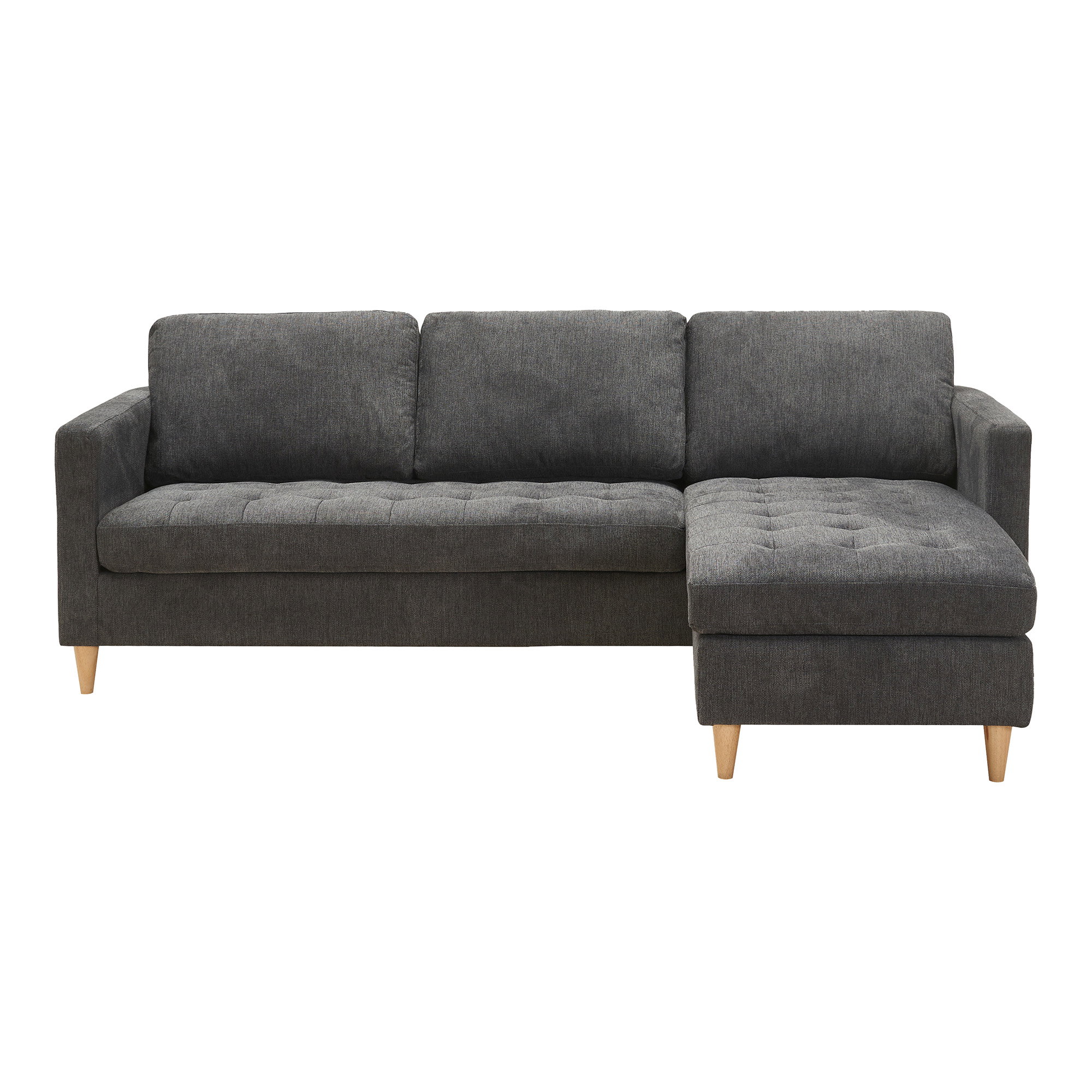 Firenze Sofa, mørkegrå med natur træben, HN1045