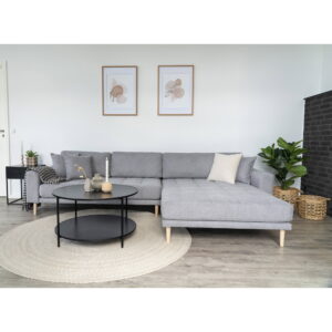Lido Loungesofa, højrevendt i lysegrå med fire puder og natur træben, HN1040 - Billede 4