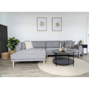 Lido Loungesofa, venstrevendt i lysegrå med fire puder og natur træben, HN1040 - Billede 4