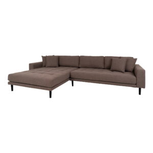 Lido Loungesofa, venstrevendt i brun med fire puder og sorte træben, HN1055 - Billede 2