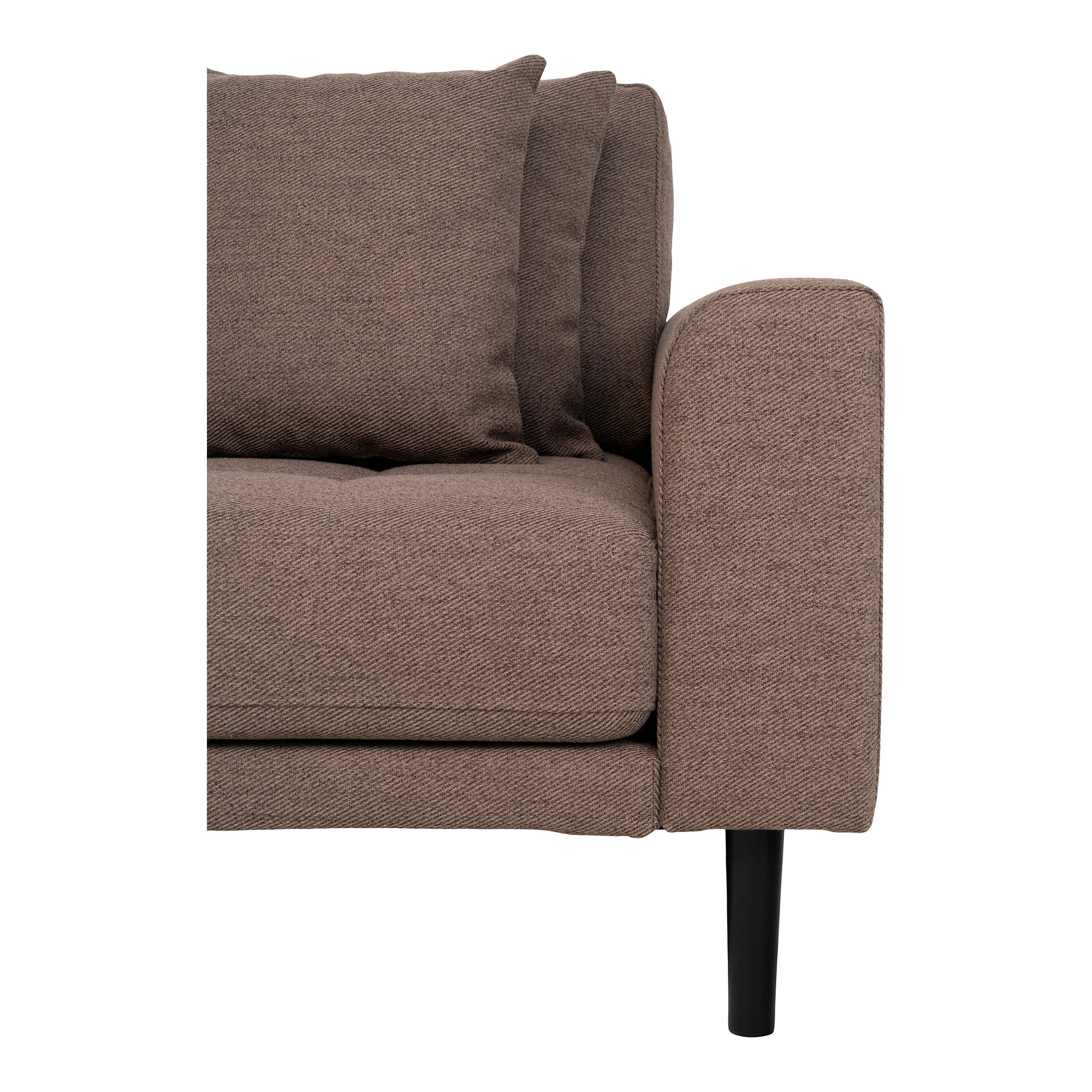 Lido Loungesofa, venstrevendt i brun med fire puder og sorte træben, HN1055 - Billede 3