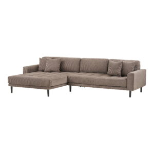 Alternative view of Lido Loungesofa, venstrevendt i brun fløjl med fire puder og sorte træben, HN1423