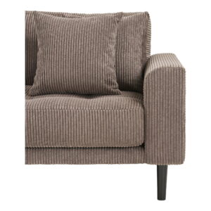 Lido Loungesofa, venstrevendt i brun fløjl med fire puder og sorte træben, HN1423 - Billede 3