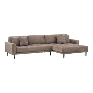 Alternative view of Lido Loungesofa, højrevendt i brun fløjl med fire puder og sorte træben, HN1423